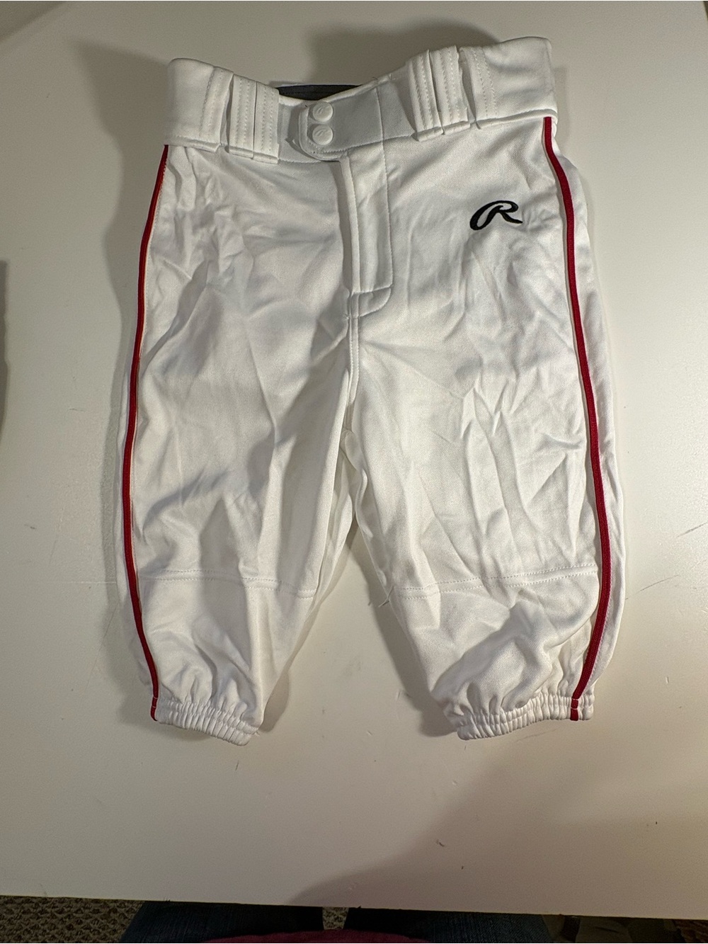 Rawlings White Kids Athletic Pants with Red Trim